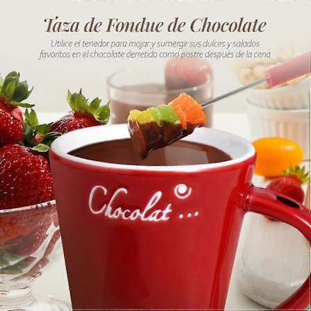 Chokladfondue Mugg Kaffekopp Chokladsmältningsmugg med Gaffel Fonduegryta Värmare Mugg Godis Hot Pot{wh}[mo]