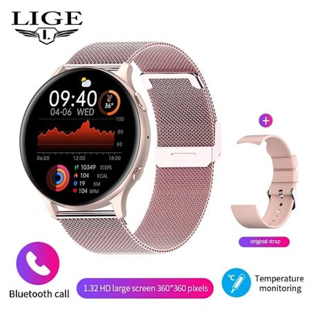 LIGE Bluetooth Samtal Smart Klocka Kvinnor Män 1.32 "
