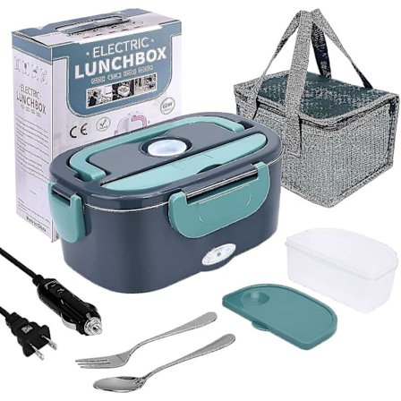 Elektrisk matlådevärmare, 3 i 1 60w högeffekts bärbar mikrovågsugn för bil och hem - 12v 24v /110v, läcksäker, 1,5l löstagbar 304 st