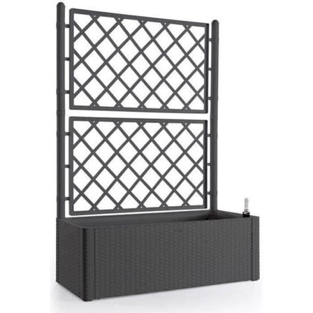 STEFANPLAST Blomsterkasse/Jardinierer NATURAL DELUXE med trellis - 100 x 43 x H142 cm - 90 + 6,5 L i reserveren - Antracit