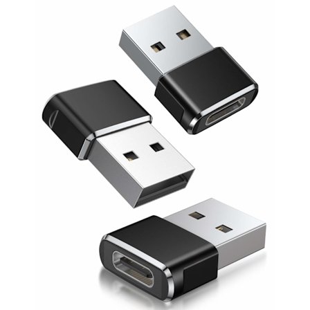 USB til USB C Adapter 3-pak, Type C hun til USB han opladerkabel konverter