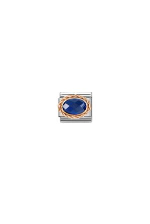 Faceted Rich Setting 9k Rose Gold and CZ Blue