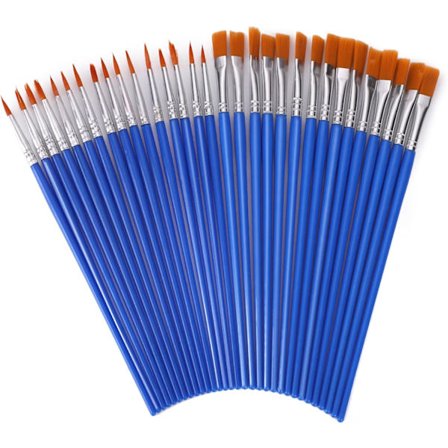 30-delt penselsæt, 15 runde pensler og 15 flade pensler Små kunstnerpensler til krop, ansigt, sten, lærredsmaling, maling håndværk til