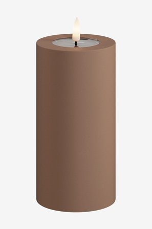 DeluxeHomeart - LED-ulkopuolen pylväskynttilä 7,5x15 cm. - Ruskea - Koristevalaisimet - - Homeroom