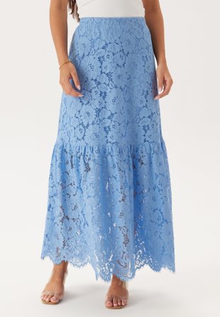 BUBBLEROOM-Scalloped Lace Edge Maxi Skirt-XS