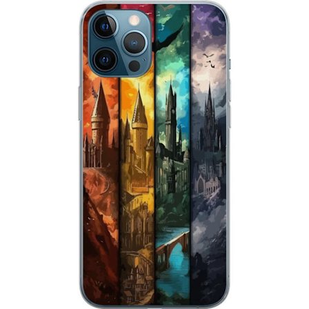 Kompatibel Mobilcover til Apple Apple iPhone 12 Pro Max Fire magiske slotte i forskellige elementfarver, episk fantasykunst med ild vand luft og mørk