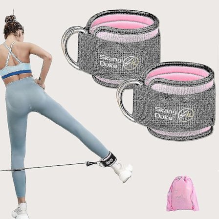 Festemaskin for trinsekabel Neopren ankelmansjett Gymstropper Vektløfting Rustfritt stål Dobbel D-ring Fitness Kroppsbygging Benøkt