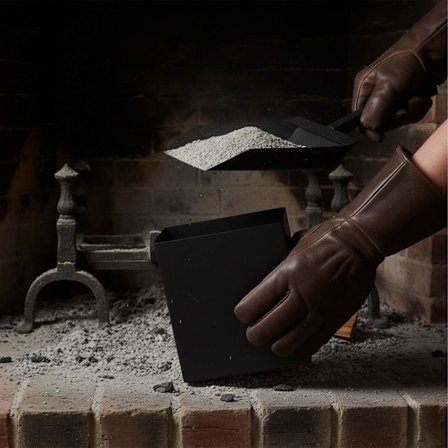 Sort smal askspand med skovl