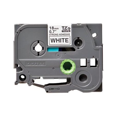 Brother merketape – sort på hvit med sterkt lim, 18 mm bred