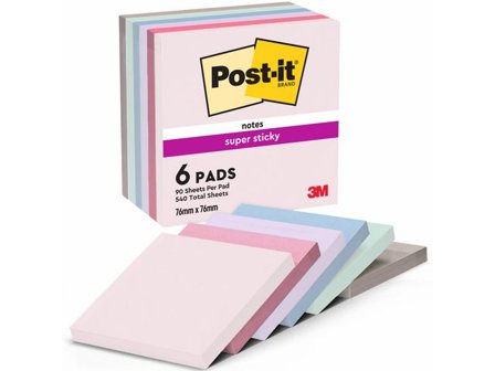 Post-it Notes Supersticky Soulful 76x76mm 6/fp - Lyreco - Kontorsmaterial - Notes och Post-It - Notes - Extra sticky