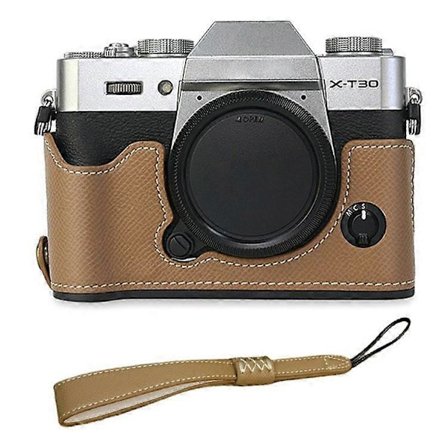 Kompatibelt för Fujifilm XT10 / XT20 / XT30 / XT30 II PU Läder Kameraväska Botten Halvkroppsskyddsfodral med Handgrepp