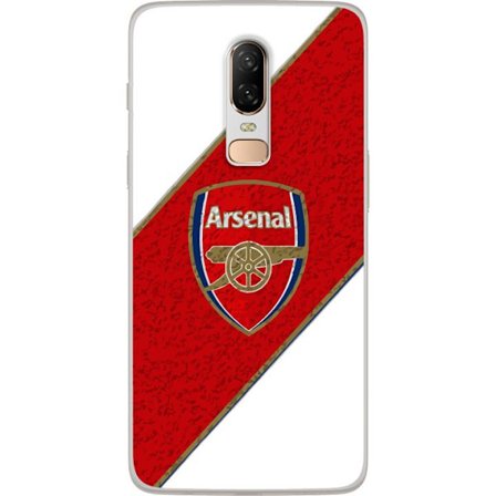 Kompatibelt Mobilskal till OnePlus OnePlus 6 Moschino Toy teddybjörn med enkel tecknad design, brun björn med vit tröja och tydlig logotyp på svar