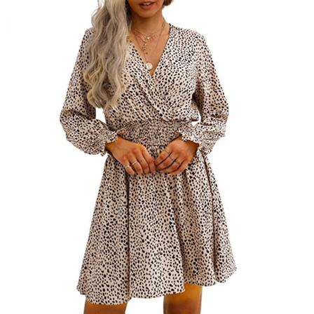 Damblommor Casual Långärmad Miniklänning Dam V-ringad Holi