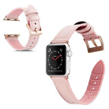 Apple Watch Series 6 / 5 44mm silicone + leather coated watch band - Light Pink