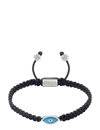 Men's Black String Bracelet With Silver Evil Eye Armbånd Smykker Black Nialaya