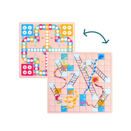 2 i 1 Dubbelsidig Trä Flygande Ludo Orm Stege Spelbräda Barn Familj Leksak
