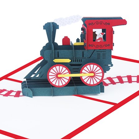 5 st julhälsningskort litet tåg tredimensionellt gratulationskort