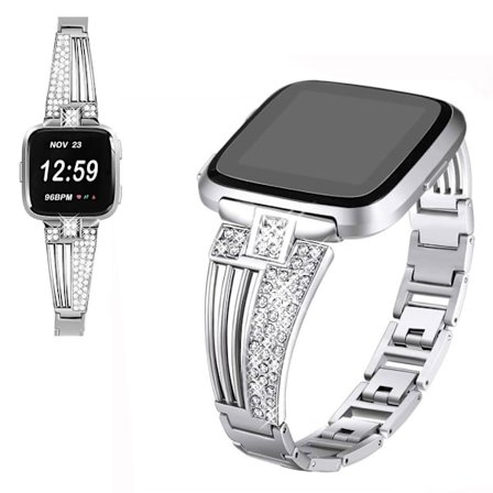 Fitbit Versa elegant rhinestone watch band - Silver