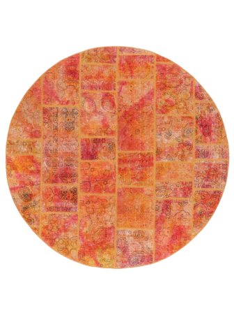 Patchwork Teppich Moderner Rund Rot/Braun (Wolle, )