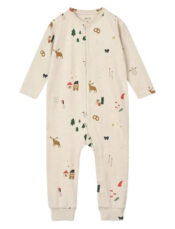 Liewood Birk Printed Pyjamas Jumpsuit - Beige - 86/92
