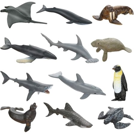 Havsdjur, leksaker med havsdjur, simulerade leksaker med plastdjur