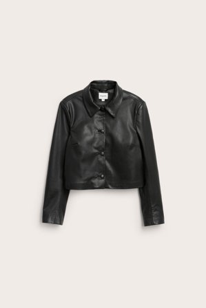 Kappahl | Krótka kurtka z imitacji skóry | Czarne