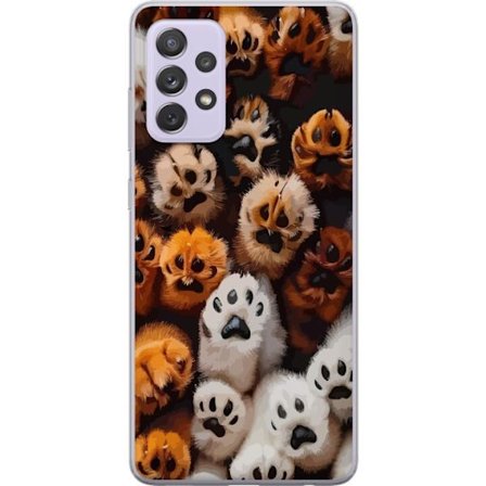 Kompatibelt Mobilskal till Samsung Samsung Galaxy A52s 5G Djuren tassar närbild charmig design i beige och brunt med gullig struktur och realistisk s