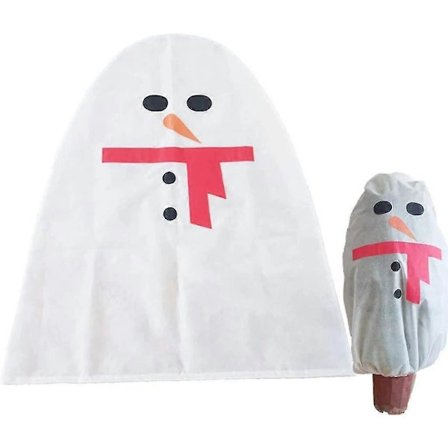 Juleplantebeskyttelse med snøring, fiberduk, frostbeskyttelse og insektbeskyttelse for planter, snømann