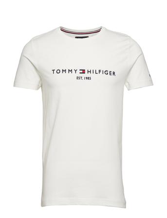 Core Tommy Logo Tee T-shirts Short-sleeved Hvit Tommy Hilfiger