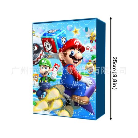 Super Mario Jule-adventskalender Tegneserie Anime-karakter Juguetes Advent Surprise Leker for barn 2024 Julegaver 1pcs