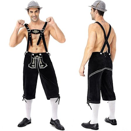 (Skjorte+bukse+hatt) Oktoberfest øl og skinnbukse kostyme Halloween bayersk karnevalsfest Deluxe Cosplay Outfit Set V