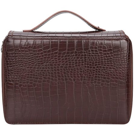 Penalhus med stor kapacitet 200 slots blyantholder 4-lags lynlås klassificeret opbevaringslommeBrun