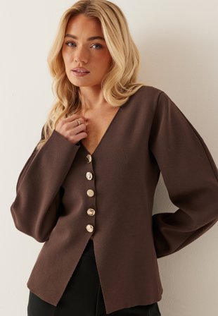 YAS mikkala Ls Knit Cardigan Chocolate Brown Klær