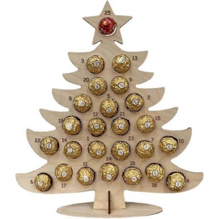 Adventskalender, presentförpackning, choklad- och godisstativ i trä, TY Adventskalender