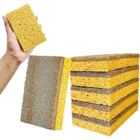 Sett med 6 kokosnøttsvamper, gjenbrukbar naturlig svamp, kjøkkensvamp, økologisk rengjøringssvamp, biologisk nedbrytbar, gjenbrukbar og bærekraftig