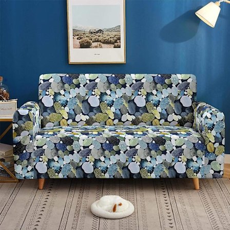 Färgglad mönstrad sofföverdrag superstarkt elastiskt dammtätt sofföverdrag 3-sits
