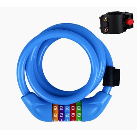 Sykkellåskabel - 3,9 fot tilbakestillbar kabellås - Automatisk oppvikling 5-sifret kombinasjonslås for sykkel (blå)