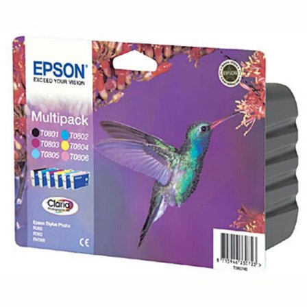 Epson Bläckpatron T0807, svart, cyan, ljus cyan, magenta, ljus magenta, gul, flerpack - Lyreco - Toner och bläck - Bläckpatroner - Bläckpatroner Epson