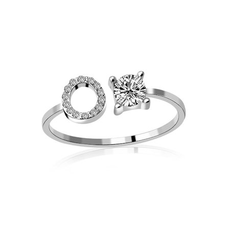 A-z bokstav silver metall justerbar öppen ring med initialer