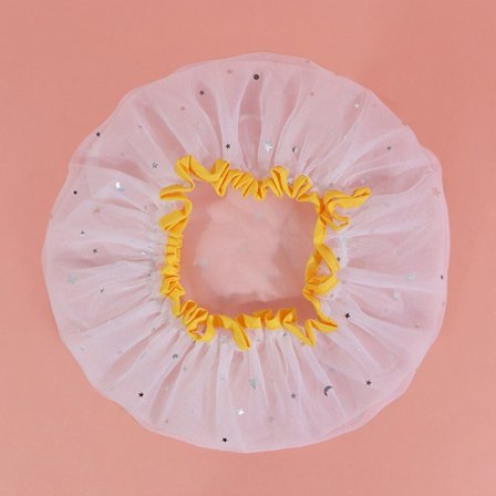 Dusjhette med gul stjerneborder, muggbestandig vaskbar hårhette for kvinner