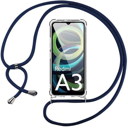 Fodral till Xiaomi Redmi A3 - Transparent silikonfodral med justerbar sladd Marinblå