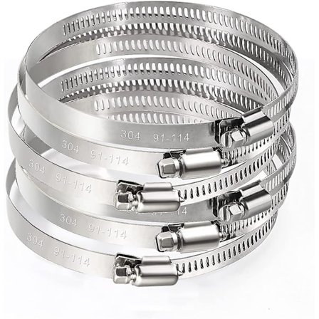 Tuuman letkuklemmit 91-114mm | 6 kpl säädettävää ruostumatonta terästä