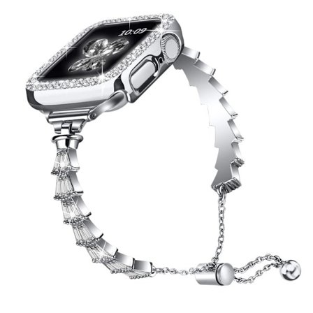Apple Watch Series 8 (41mm) klockarmband med elegant strassdekor - Silver