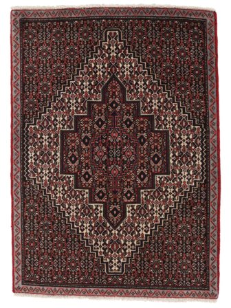 Hand Knotted Persian Senneh Rug 70X98 Black/Dark Red
