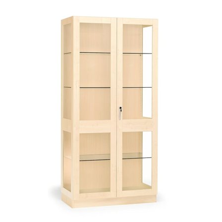 Glasvitrine THEO, 1000x500x2100 mm, Gestell aus Birke