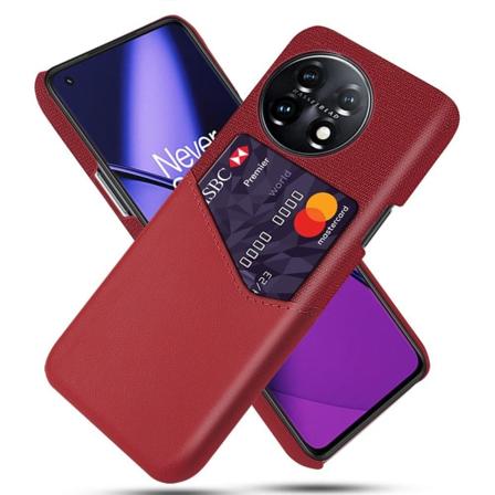 SKALO OnePlus 11 5G Premium PU Nahka kortinhaltija Suojakuori - Red