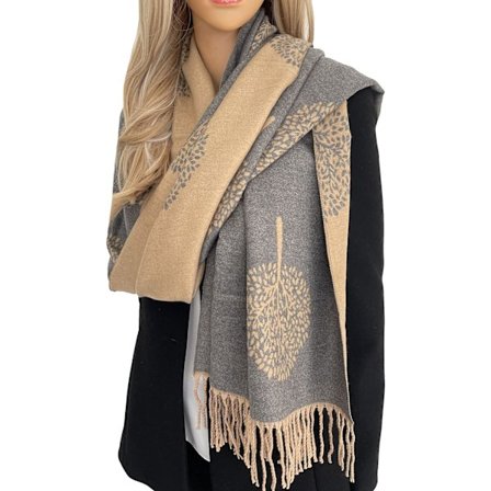 Cashmere Tree Life Blanket Scarf - Vendbar Sjal til Kvinder Pashmina Shawl, Vinter Sjal Kvinder, Stor Wrap, Varmt Sjal, Træ af Livets Print Dame Sjal