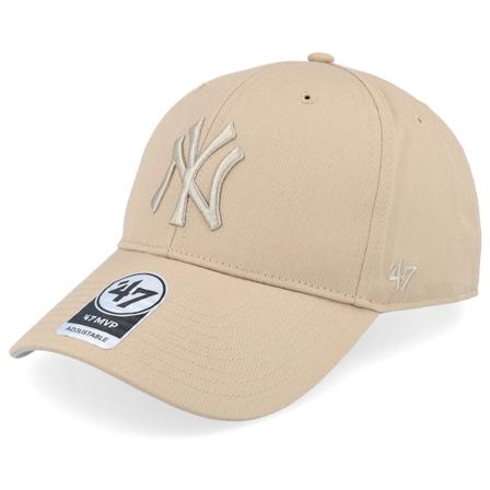 47 Brand - New York Yankees Raised Basic Mvp Khaki Adjustable Adjustable Beige Cap - MLB @ Hatstore
