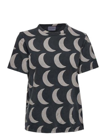 Moon All Over Fitted Short Sleeve T-Shirt T-shirts & Tops Short-sleeved Grå Bobo Choses
