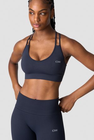 ICANIWILL - Ribbed Define V-neck Sports Bra Navy - Sports-BH - Damer - Træningstøj fra ICIW